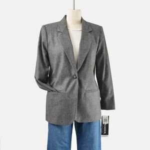 Vintage 90s Charcoal Gray Wool Blazer Suit Jacket size XS S